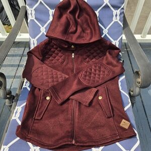 Women's Quilted Burgundy Hooded Jacket